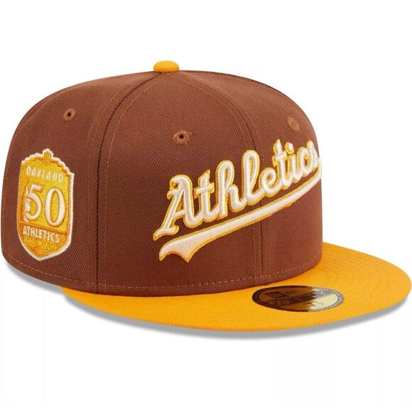 Men's New Era Brown Oakland Athletics Tiramisu  59FIFTY Fitted Hat - Picture 1 of 4